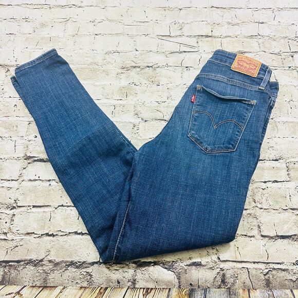 Levis Jeans Womens Sz.28 Blue 721 High Rise Skinny Ankle Stretch Denim Dark Wash - Picture 9 of 16